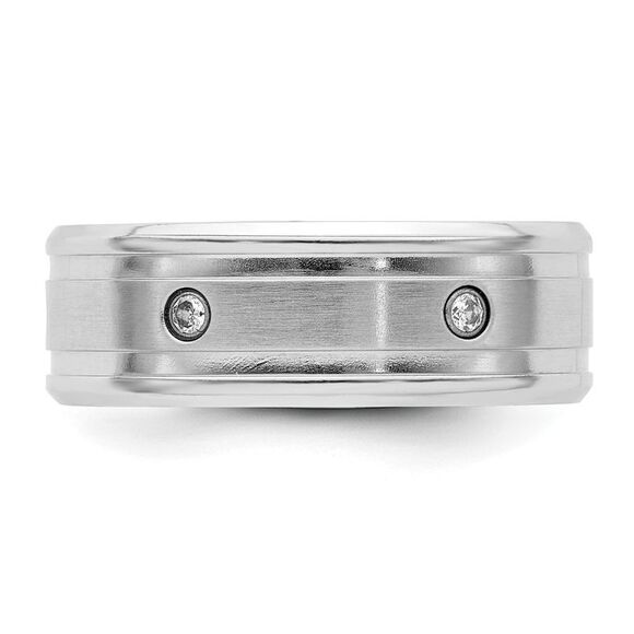 Chisel Cobalt Brushed & Polished with CZ Beveled 8mm Band - Picture 3 of 6